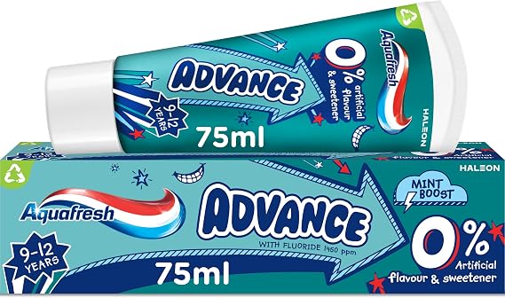 Aquafresh Advance Kids Toothpaste 9-12, Lasting Protection, Mint, 75 ml
