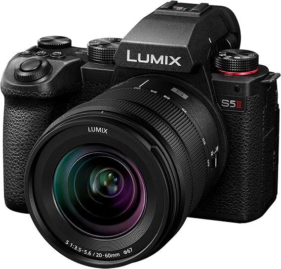 Panasonic LUMIX DC-S5 ii Mirrorless Full Frame Camera Body with 20-60mm F3.5-5.6 Lens 4K 60p and 6K 30p Flip Screen WiFi Hybrid Phase AF Active is Black