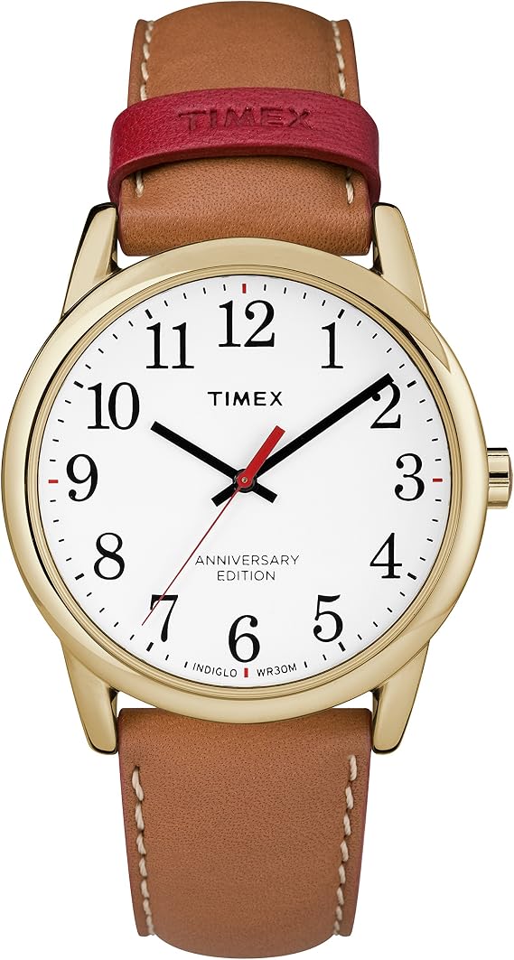 Timex タイメックス メンズ イージーリーダー レザーストラップ 38mm 腕時計 タン/ホワイト