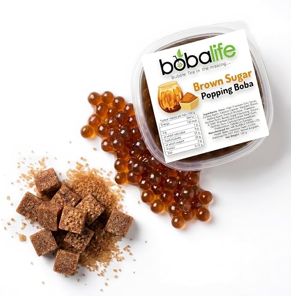 Bobalife Brown Sugar Popping Boba Pearls 100g – Bubble Tea Pearls, Boba Topping for Drinks, Desserts & Milk Tea – Vegan & Gluten Free