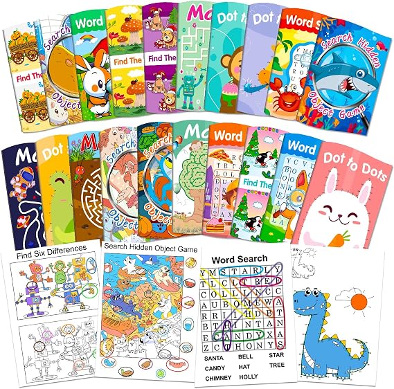 Elfew 20 Pack Small Activity Books for Kids Ages 3-5,4-12,Kids Party Favour