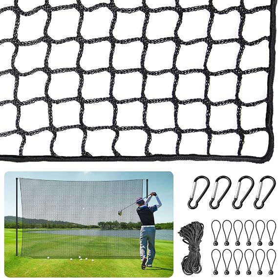 ORIENTOOLS Golf Hitting Practice Net - 10ft x10ft/10ft x15ft, Adjustable Protective Polyester Net for Indoor/Outdoor Training