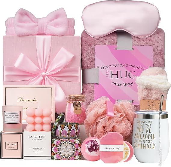 Get Well Soon Gift Set - 18 Piece Women Post-Surgery Care Package - Relaxing Spa Gift Set with Blanket - Unique Birthday for Sister, Wife, Best Friend, Loved One