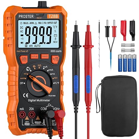 Proster Multimeter TRMS 6000 Counts Auto Manual Range Electrical Tester