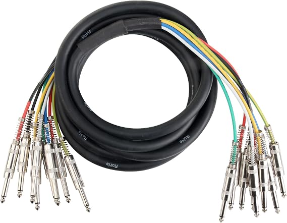 Pronomic 8 x 6.3 mm Jack Mono to 6.3 mm Jack Mono 8 x 3 m Multicore Cable for Studio & Stage