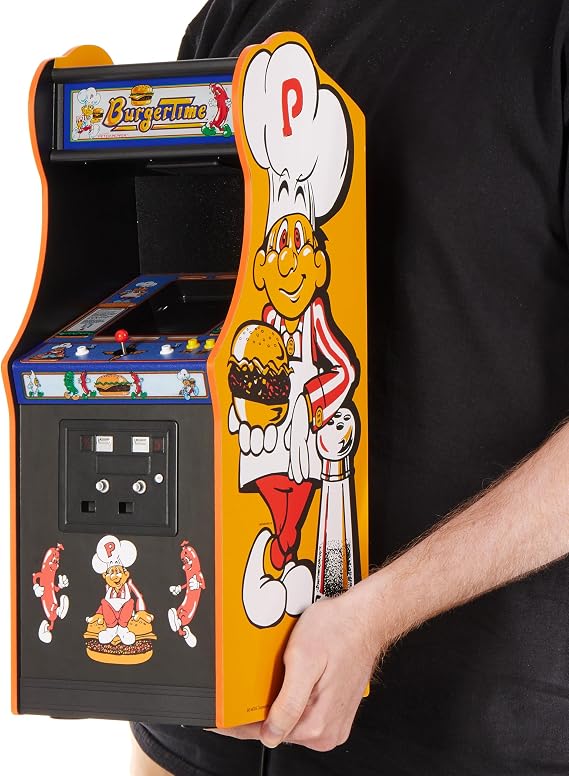 Numskull Quarter Arcades Burger Time Collector's Edition Mini Arcade - Retro 1/4 Scale Authentic Wooden Replica, Original ROM, DIP Switch Access, 5" TFT Screen for Enthusiasts [video game]