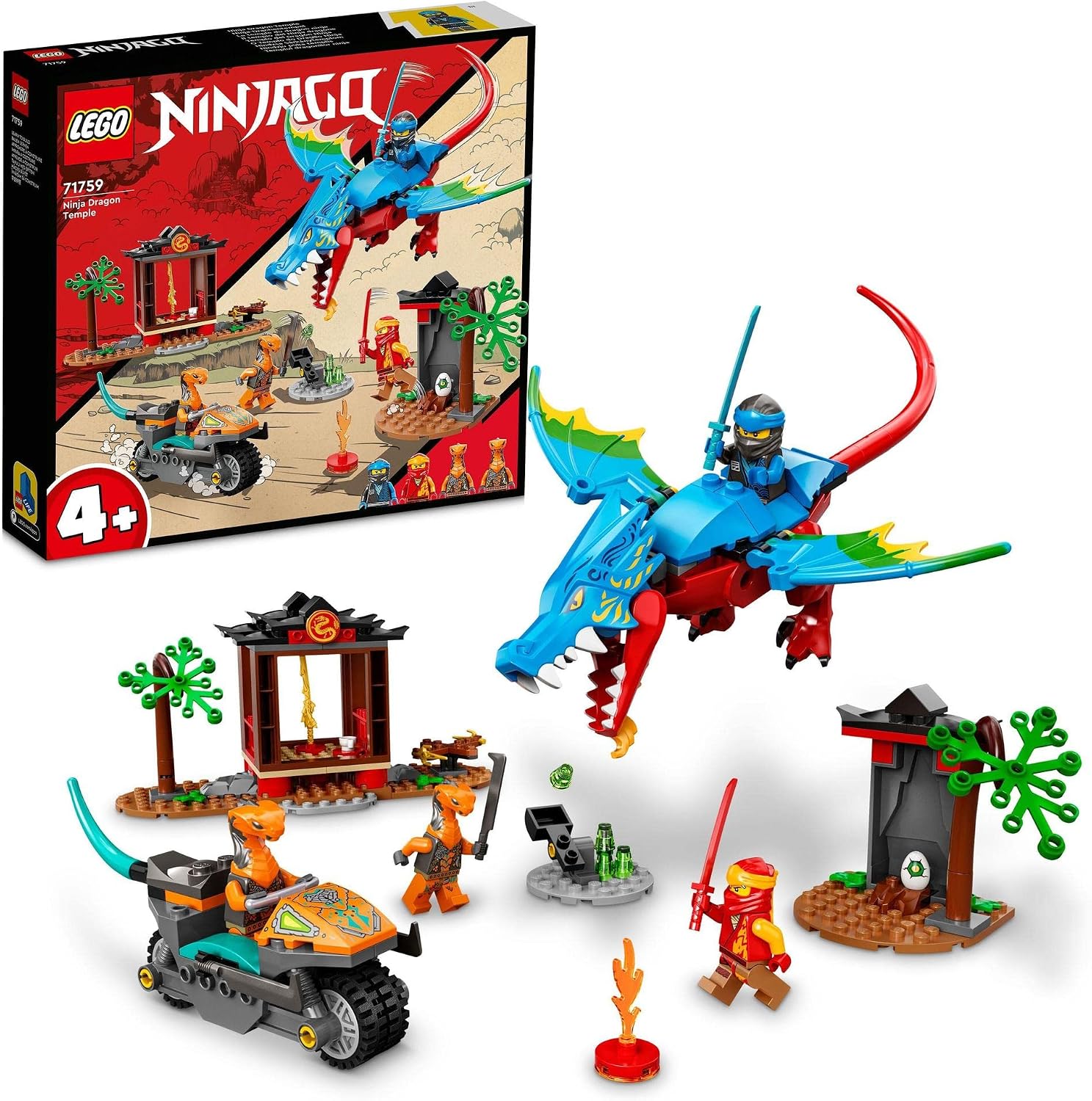 LEGO Ninjago Ninja Dragon Temple 71759 Toy Block Present Ninja Carrot House House Boys 4 Years Old