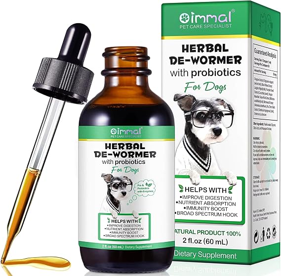 Dog Dewormer, Natural Herbal Supplement for Dogs, Dog Herbal Cleanse, Digestive Support, Gut Health, Dewormer for Dog Puppy & Kitten, 60ML
