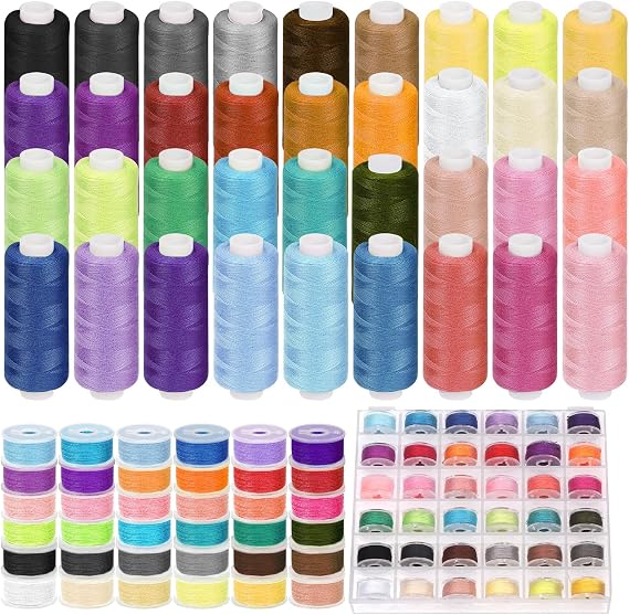 72Pcs Bobbin Sewing Thread Kit, 500 Yards Per Polyester Thread, 36 Colors with Case