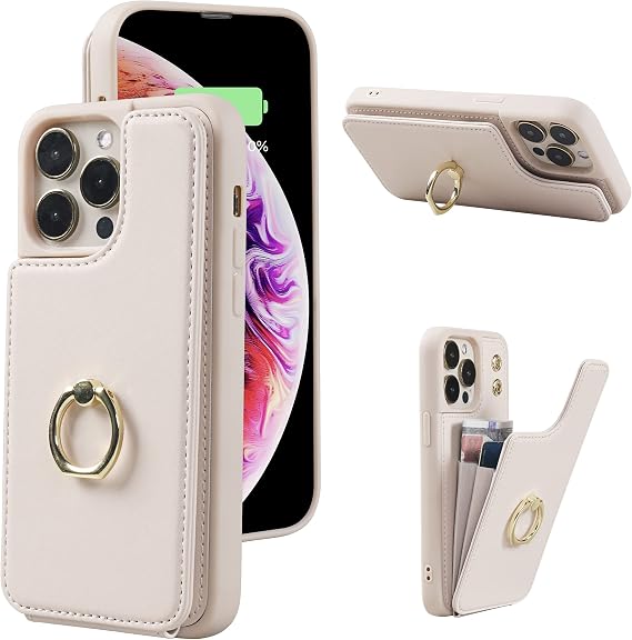J.DL Direct Shop iPhone 11 Case, Wallet Type, iPhone 11 Back Case, Stylish, iPhone 11 Case, Card Storage, Back Storage, iPhone 11 Back Card, 360° Rotating Ring, Stand Function, Good Texture, Women's