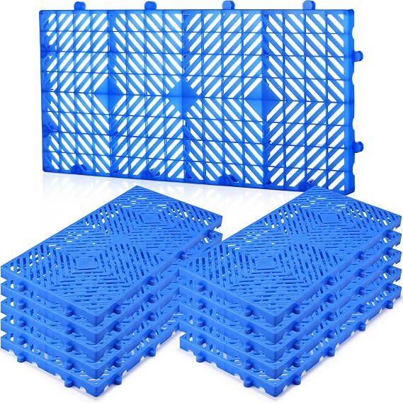 Colingmill プラスチックパレット 軽量 防湿 床 防水 ストレージ グリッドパッド グリッド 換気パレット ガレージ スーパーマーケット 屋外 地下室用 16個 23.6 x 11.8 x 1.1インチ