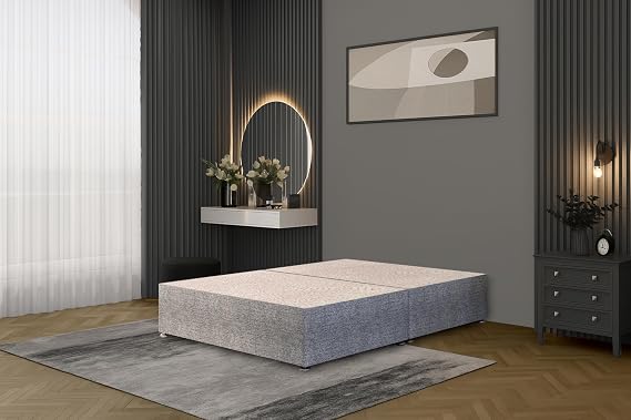 Bed Centre Tweed Grey Flexby Divan Bed Base – Upholstered Platform with Optional Headboard & Storage Drawers | Single, Small Double, Double, King & Super King | UK Made, Durable, Modern Design