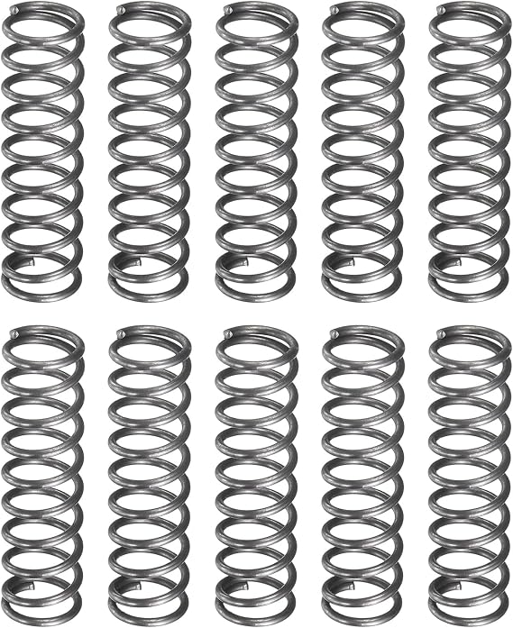 sourcing map 10Pcs Compression Spring, 7mm OD, 0.8mm Wire Size, 25mm Free Length, Spring Steel Construction Extended Mechanical Compression Springs for Shop and Home Repairs, Silver Tone