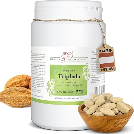Triphala tablets with 480 mg plant powder (each 160 mg Haritaki Amalaki and Bibhitaki) triple fruit mix tablets instead of capsules