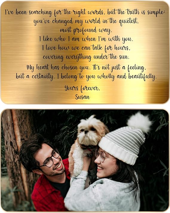 Personalised Metal Wallet Card with Photo - Custom Engraved Picture & Message Insert - Picture Gifts for Him, Husband & Fiancé - Anniversary & Father's Day Keepsake