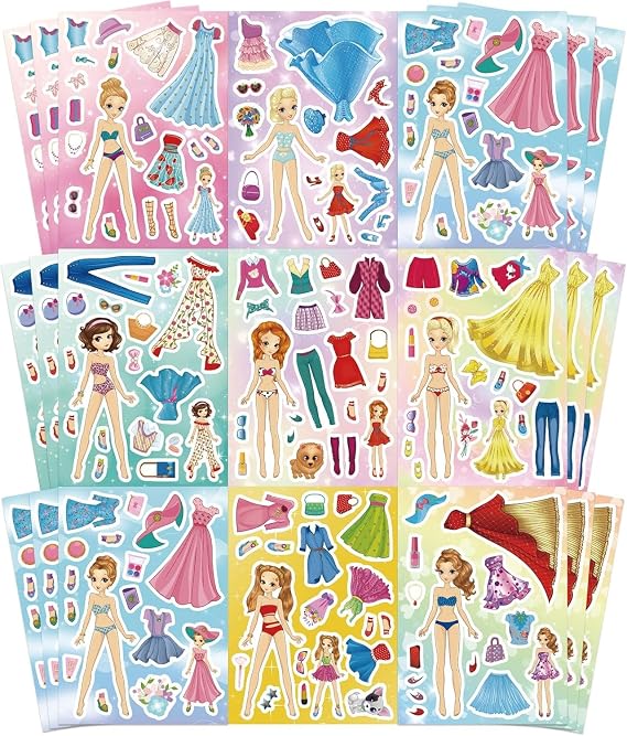 Make Your Own Princess Stickers for Girls - 27 Sheets Fairy Dress Up & Face Stickers Kit | Birthday Party Favors, Classroom Rewards, Art Craft | Princess Sticker
