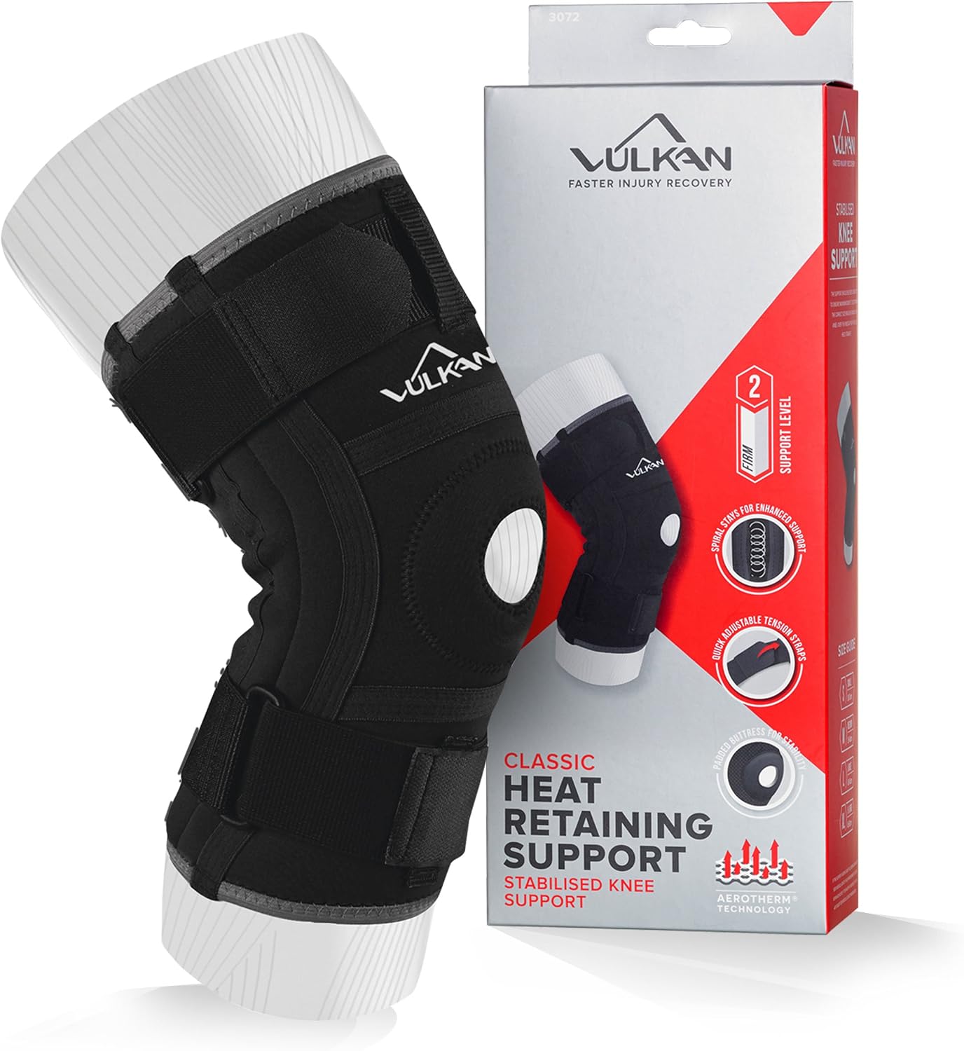 VULKAN Classic Stabilised Knee Support, Small, Knee Sleeve for Patella Support, Hinged Knee Brace for Meniscus Tears and ACL Injuries, Open Knee Brace for Athletes, Working Out, and Exercising, Small