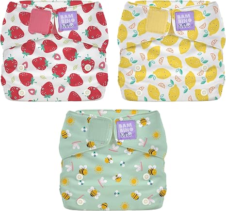 Bambino Mio Miosolo Classic All-in-One Cloth Nappy (Crawling Adventures) - Washable Nappies in One Size with Adjustable Poppers Absorbent Reusable Baby Nappies Pack of 3