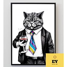 EYDigitalArt Cat Poster, Framed Poster, Decorative Wall Poster, Mural, Cat Picture (Framed A4 (21 * 30 cm))