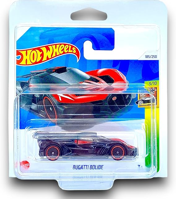 Hot Wheels Bugatti Bolide (Black & Red) 3/10 HW Exotics - 2024 - 185/250 (Short Card) - includes a KLAS Car Keeper Protector - HTF08