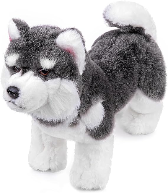 lilizzhoumax 28cm Alaskan Dog Plush Toy, Realistic Husky Puppy Teddy Gift