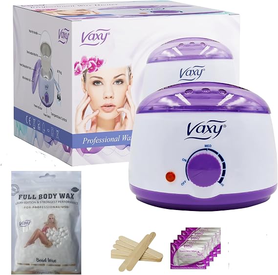 Vaxy Waxing Kit Wax Warmer Electric Wax Pot Heater with Accessories, A Complete at-Home Hair Removal Wax Kit Painless Hard Wax for full Body, face, Bikini Area, Eyebrows (Coconut)