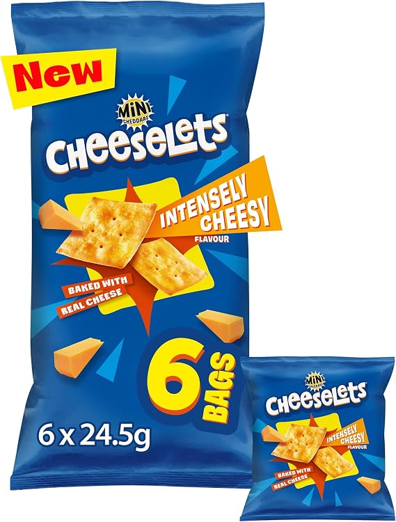 JACOB'S Mini Cheddars Cheeselets Baked Snacks Multipack, 6 x 24.5 g