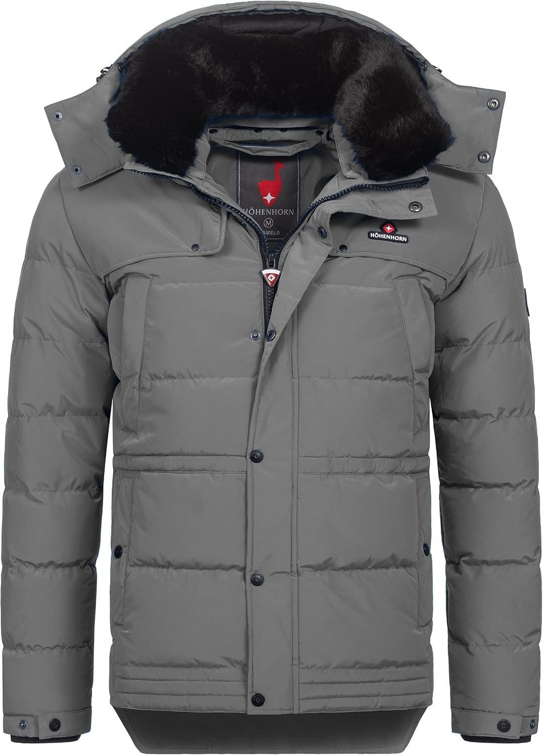 höhenhorn adamelo mens winter jacket quilted lined with removable faux-fur collar