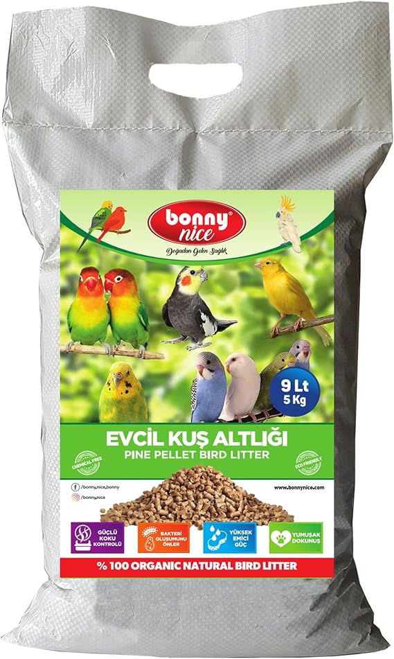 Bonny Nice Kuş Kumu Kanarya Muhabbet Papağan Bülbül için Çam Kokulu Kafes Altlığı 5 Kg 9 Lt (1 Adet)