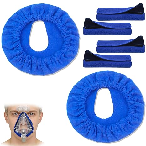 6-Pack CPAP Mask Liners, Reusable Mask Liners for CPAP with 4 Strap Covers, Anti-Indentation Pad Kit for Comfortable Sleep Apnea Therapy, Suitable for Full Face CPAP Masks
