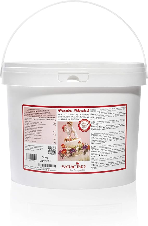Saracino Sugar Paste Model White Modelling Paste 1 kg Gluten Free Made in Italy