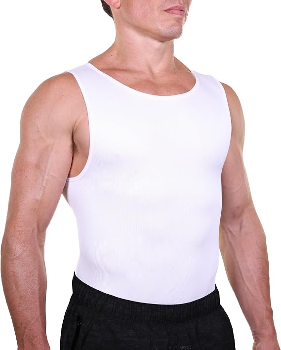 Esteem Apparel EliteSlim Men's Compression Shirt, Lightweight Slimming Undershirt for Chest and Stomach, Hides Gynecomastia and Man Boobs