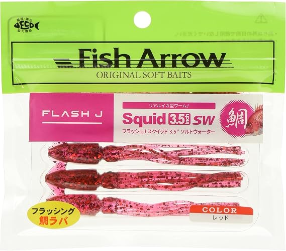 Fish Arrow Flash-J Squid SW 3.5" (5 adet/paket) #03 Red Olta