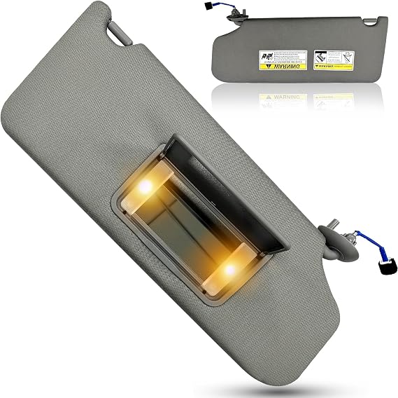 Sun Visor for Honda Pilot 2009 2010 2011 2012 2013 2014 2015 Replace 83280-SZA-A01ZA with Vanity Light/with Makeup Mirror (Passenger Right Side(Grey))