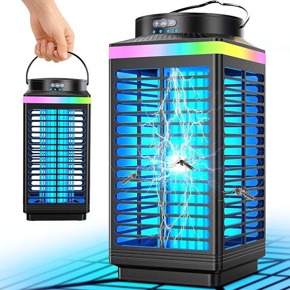 Bug Zapper アウトドア 4イン1 4200V 電動蚊取り器 充電式 虫ザッパー コードレス フライザッパー LEDナイトライト付き 防水 IP68 ポータブル ワイヤレス 昆虫ザッパー パティオ用