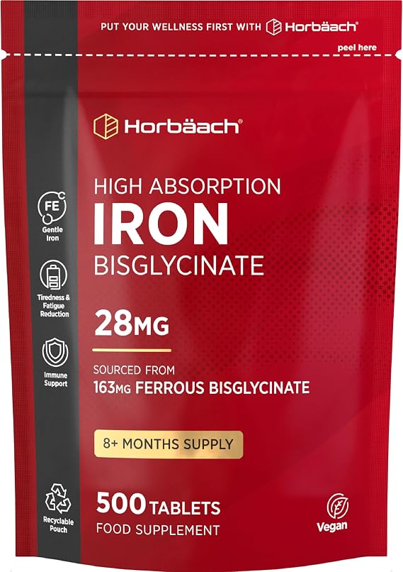 Iron Tablets High Strength 28mg - 500 Tablets - Gentle Iron - Vegan
