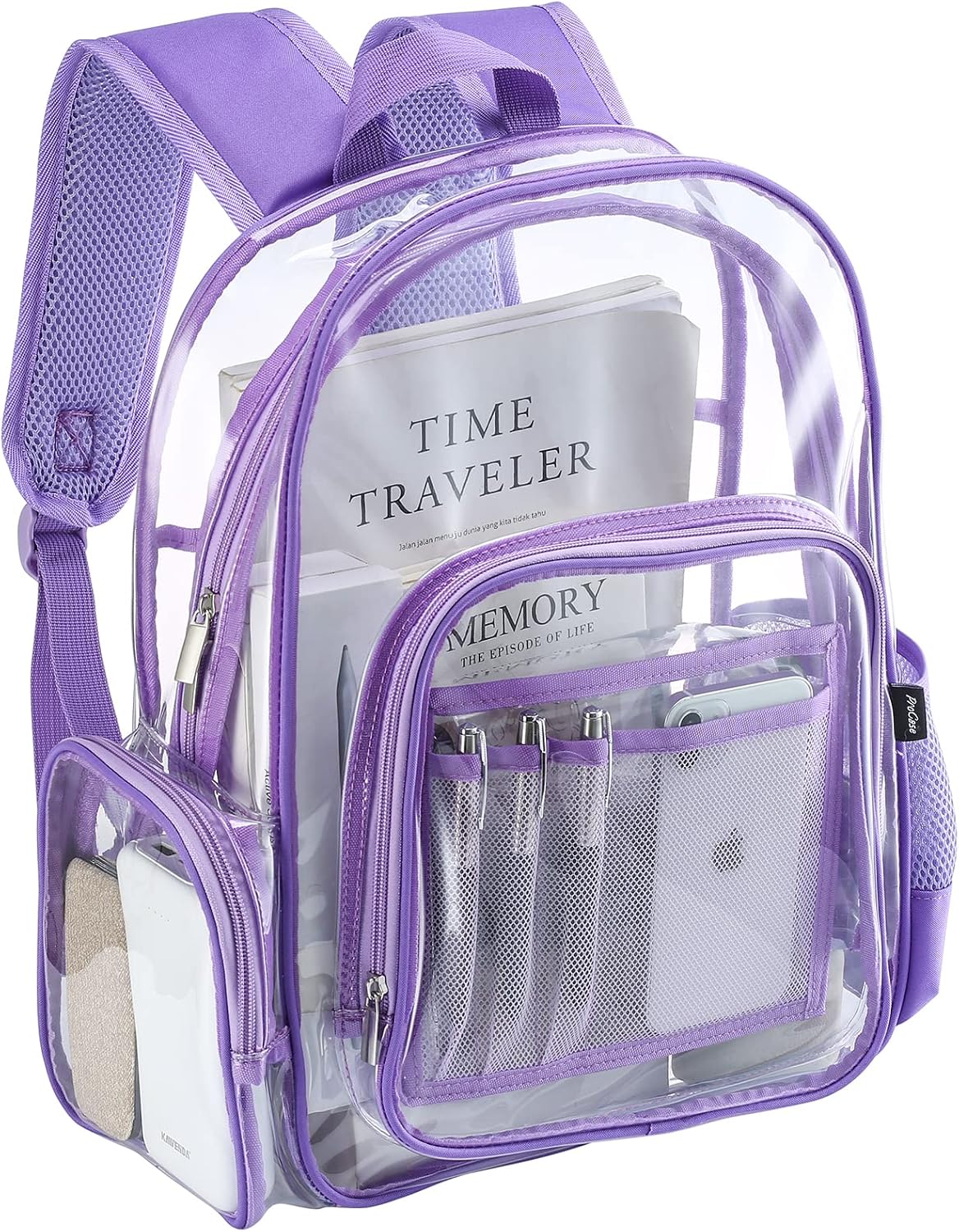ProCase Clear Backpack PVC Bag for Work School Travel, Great Capacity Transparent Backpack Waterproof Clear Rucksack for Men Women College Football Game Conventions Concerts Gym Picnic