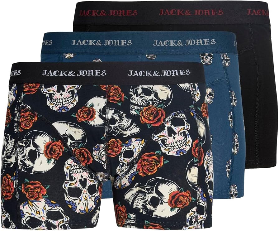 JACK & JONES Jacmurphy Skull Trunks 3 Pack Jacmurphy Skull Trunks 3'lü paket Erkekler