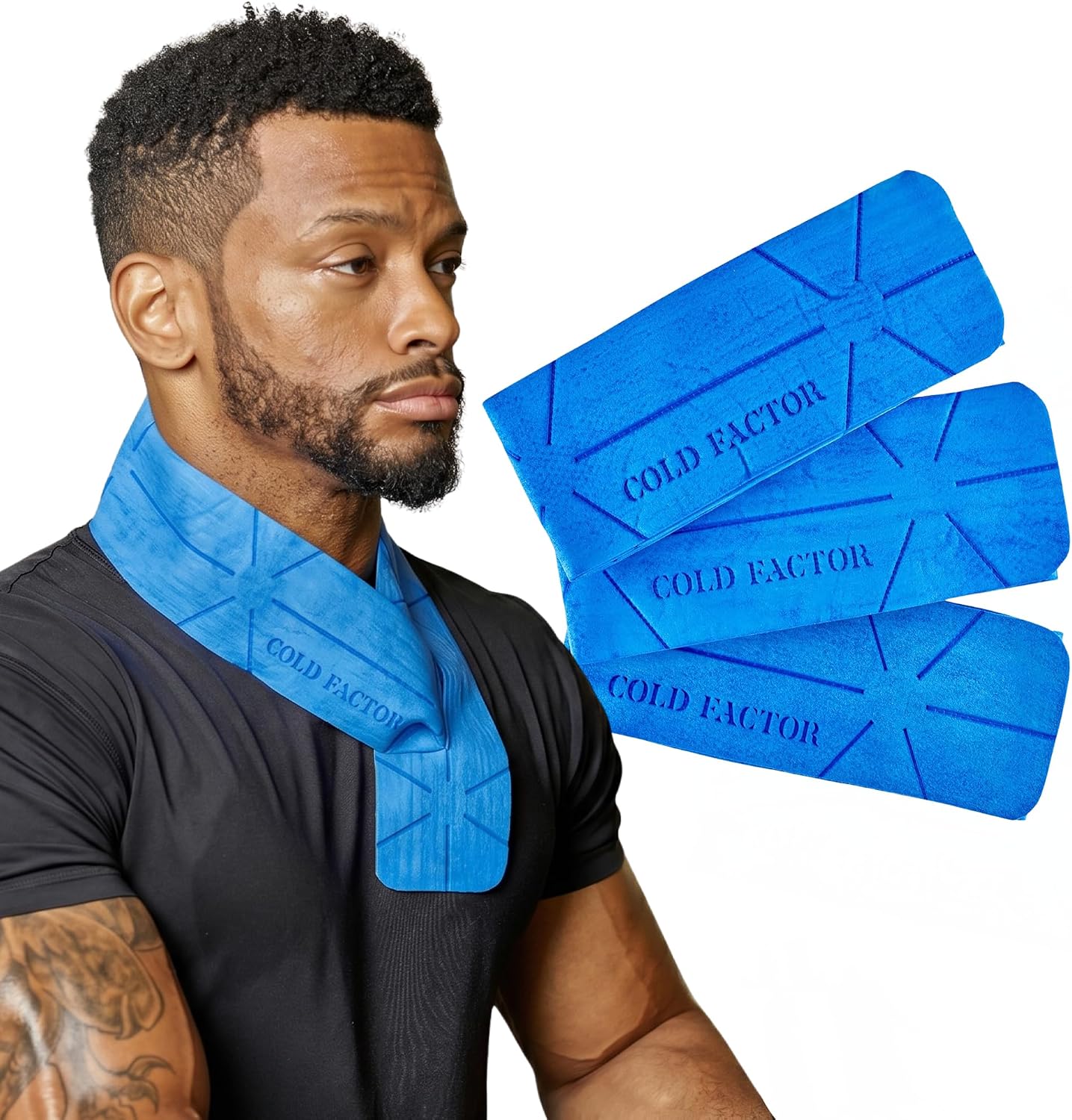 COLD FACTOR Cooling Towel Neck Wrap - PVA Premium Cooling Towel Wrap 3 Pack Lasting Up to 5 Hours Cooling Ice Towels for Neck and Face-Neck Cooler with UPF 50+ 29.5" x 3"
