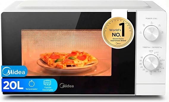 Midea Microwave 20 Litres and 700 W Power | Microwave | White Desktop Microwave Oven with Rotating Plate, Defrost Function, 5 Power Levels Timer | Microwave without Grill