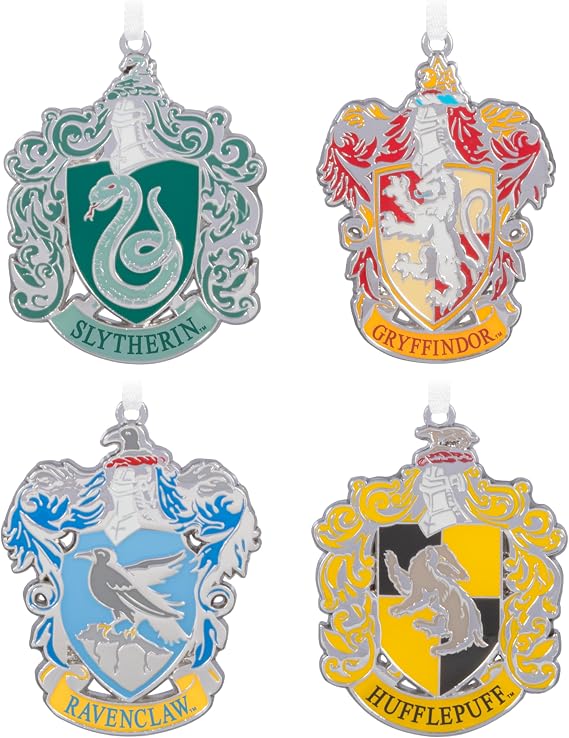 Hallmark Harry Potter Hogwarts Crests Metal Keepsake Ornament, 4-Pack