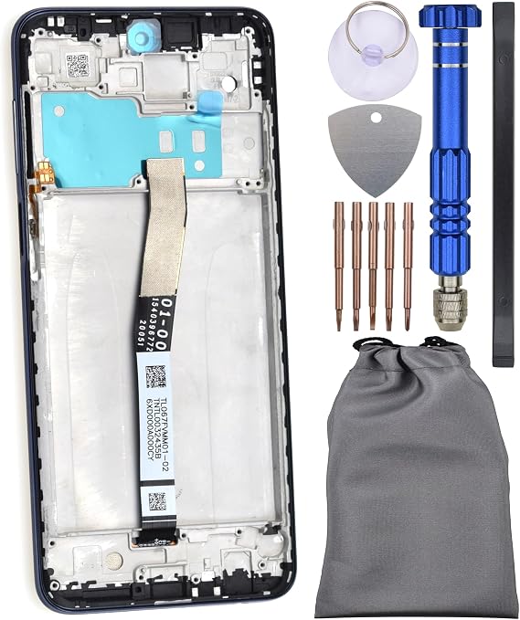 Display Screen Touch Digitizer with Screen Frame for Xiaomi Redmi Note 9 Pro Blue 6.67