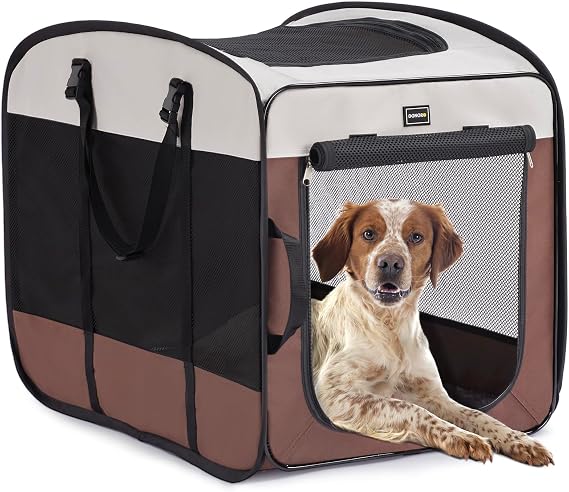 DONORO Portable Foldable Soft Dog Travel Crate Dog Kennel Indoor Outdoor Soft Side Crate 28 inch