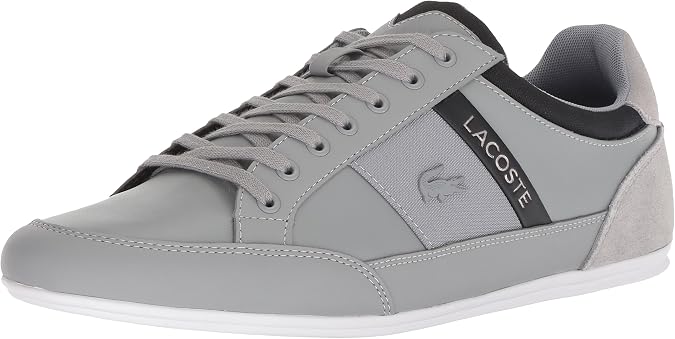 Lacoste Men's Chaymon Sneaker, Grey/Black, 13 Medium US, Grey/Black detail, 13