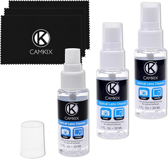 Camkix Lens and Screen Cleaning Kit - 3x cleaning spray 3x microfiber cloth - Perfect to clean the lens of your DSLR and compatible with your GoPro camera, smartphone, tablet, notebook, etc.