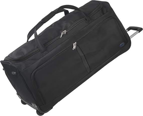 Aerostar 24" Small Lightweight Duffle 2 Wheel Travel Bag Holdall Suitcase Check-in Luggage All Terrain (60L, Purple on Black)