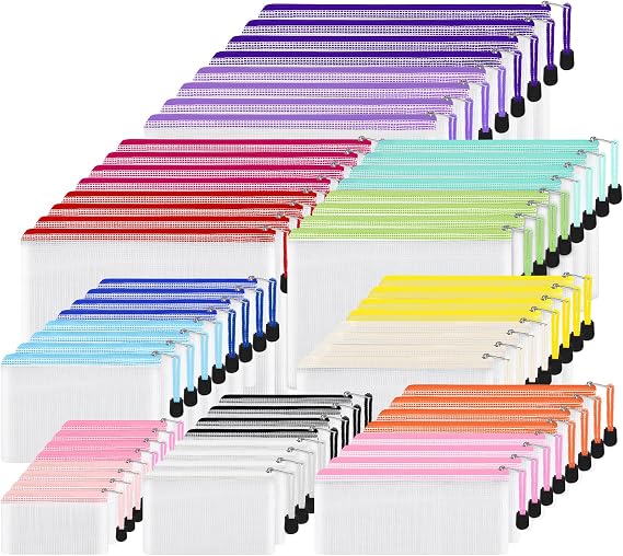 Eoout メッシュジッパーポーチバッグ 8サイズ ビニール袋 15色 防水ポーチ スライドファスナー付き 整理用 旅行/学校用品/オフィス/自宅の整理に多用途