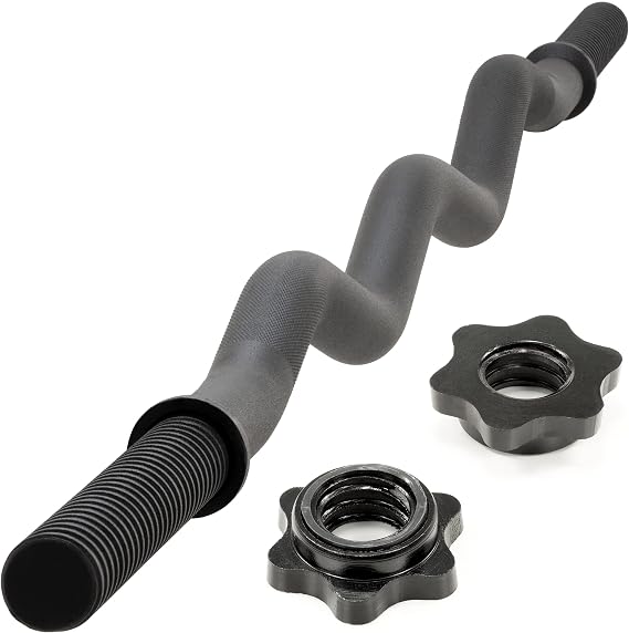 Curl Bar 120 cm Strength Training Pull Bar Black Spinlock Workout Bodybuilding Fitness Accessories Weight Lifting
