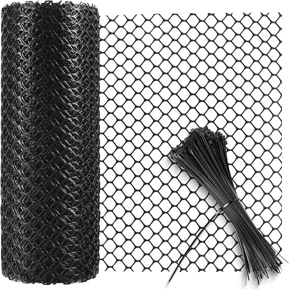 Plastic Chicken Wire 10m Chicken Wire Poultry Breeding Netting Garden Balcony Plastic Mesh for Home Decorate and Gardening, Plastic Netting for Yard (40cm x 10m (holes: 18mm), Black)