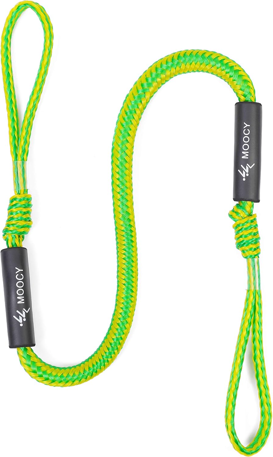 Bungee Dock Line and Anchor Line Stretches 4-5.3 ft-Absorbs Dock Cleats, Docks, Pylons, and Anchors. Reduces Pull for Your Boat, SeaDoo，Pontoon, PWC, Jet Ski, Kayak(Green-1pcs)